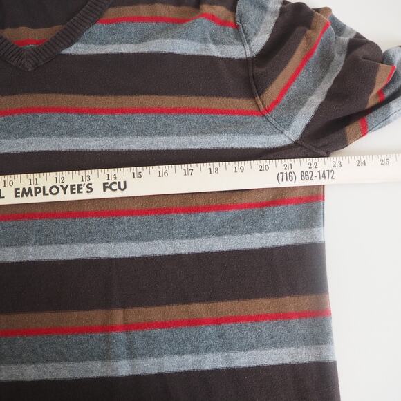 Vintage Vurt Classic V-Neck Y2K Striped Sweater Mens XL 100% Cotton - Picture 5 of 9